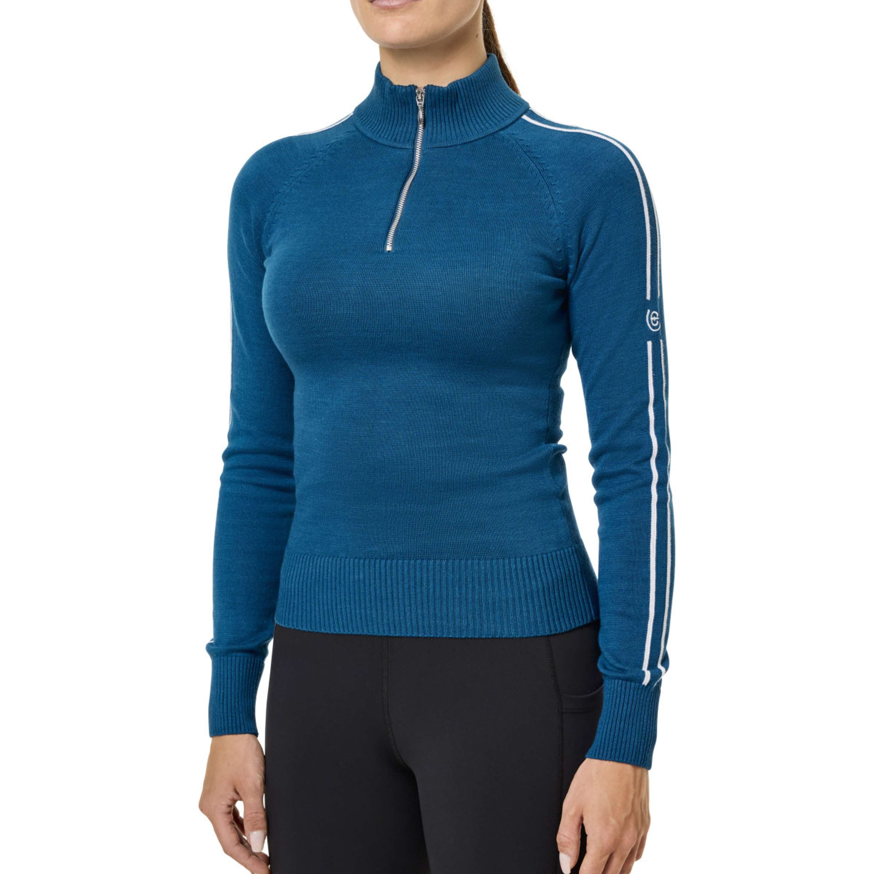 Equestrian Stockholm Knitted Zip Top Blue Meadow