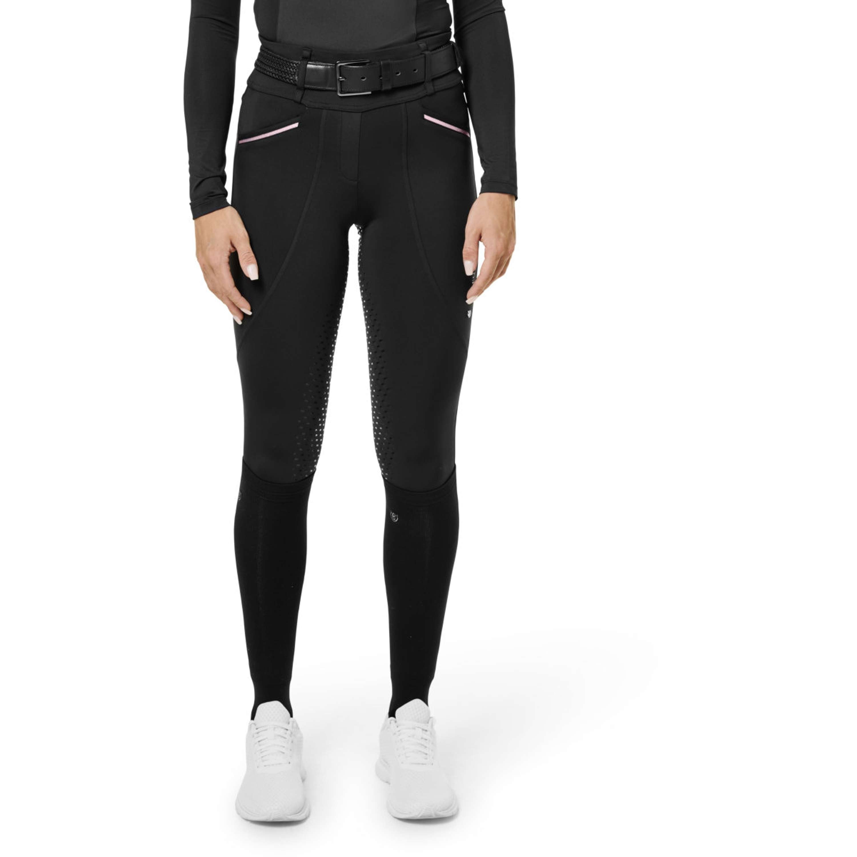 Equestrian Stockholm Reitleggings Premium Full Grip Black & Pink Glimmer