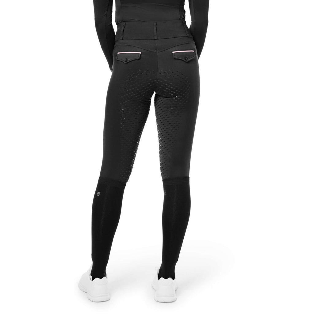 Equestrian Stockholm Reitleggings Premium Full Grip Black & Pink Glimmer