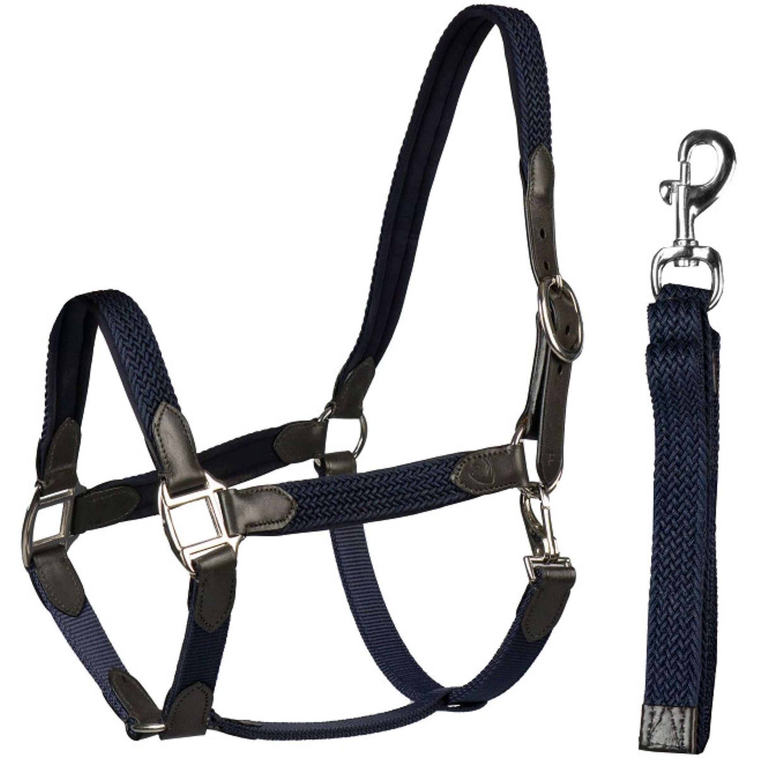 HORKA Halfter Set Leder mit geflochtenem Nylon Braun/blau HORKA Halfter Set Leder mit geflochtenem Nylon Braun/blau