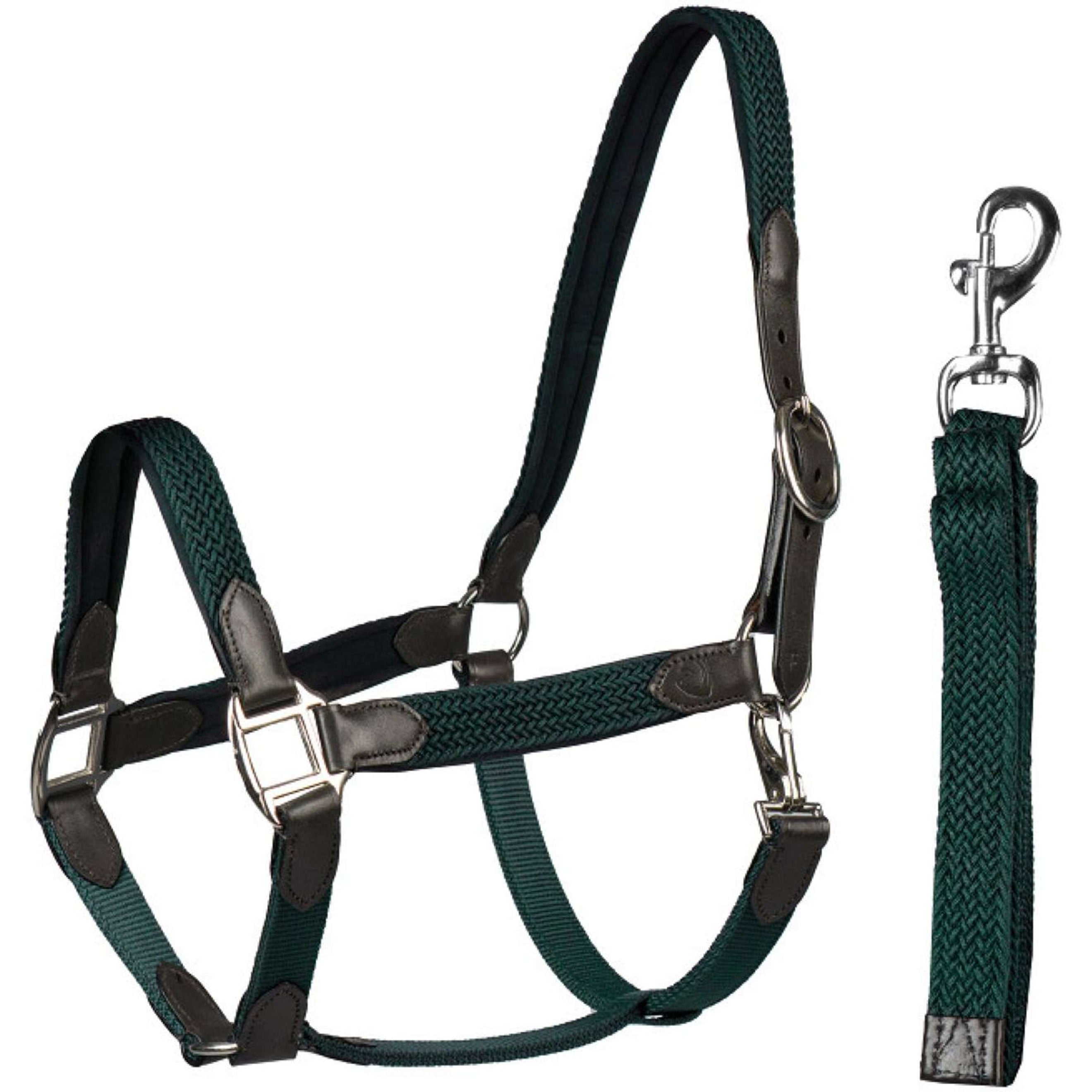 HORKA Halfter Set Leder mit geflochtenem Nylon Braun/Grün