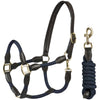 HORKA Halfter Set Leder mit Schnur Braun/blau