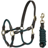 HORKA Halfter Set Leder mit Schnur Braun/Grün