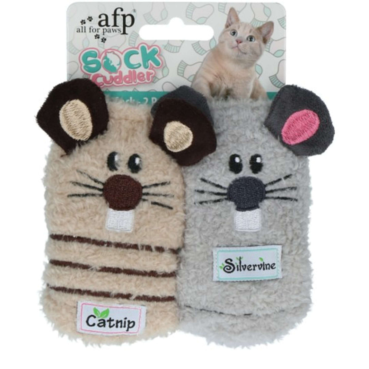 All For Paws Katzenspielzeug Socken Maus 2pack