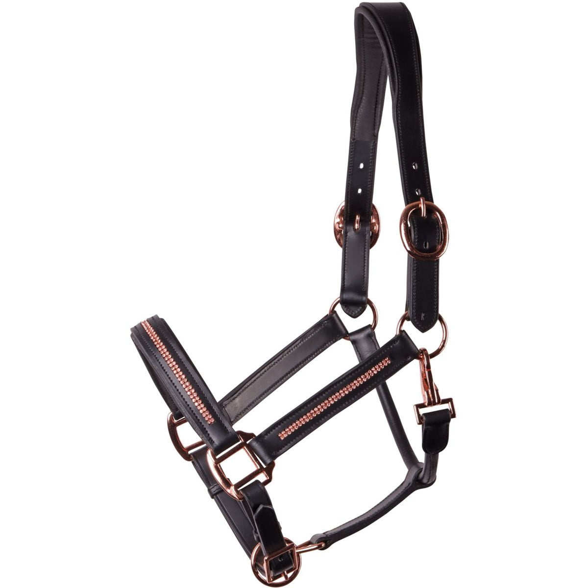 Harry's Horse Halfter Leder Metallic Schwarz/Roségold