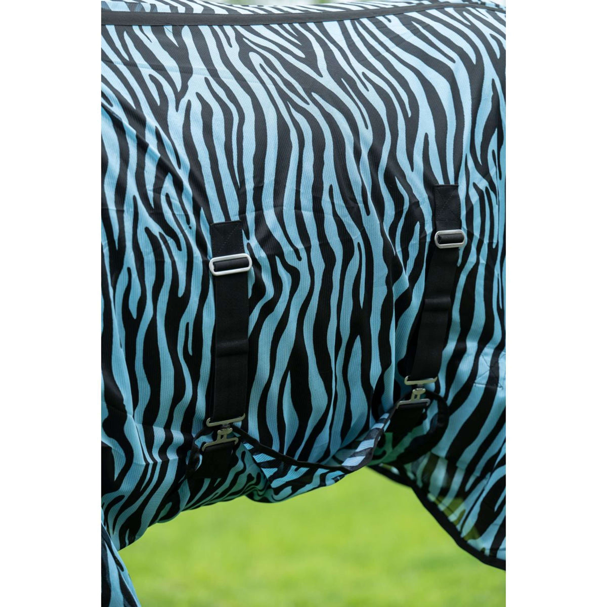 HKM Fliegendecke Zebra mit Halsteil Aqua