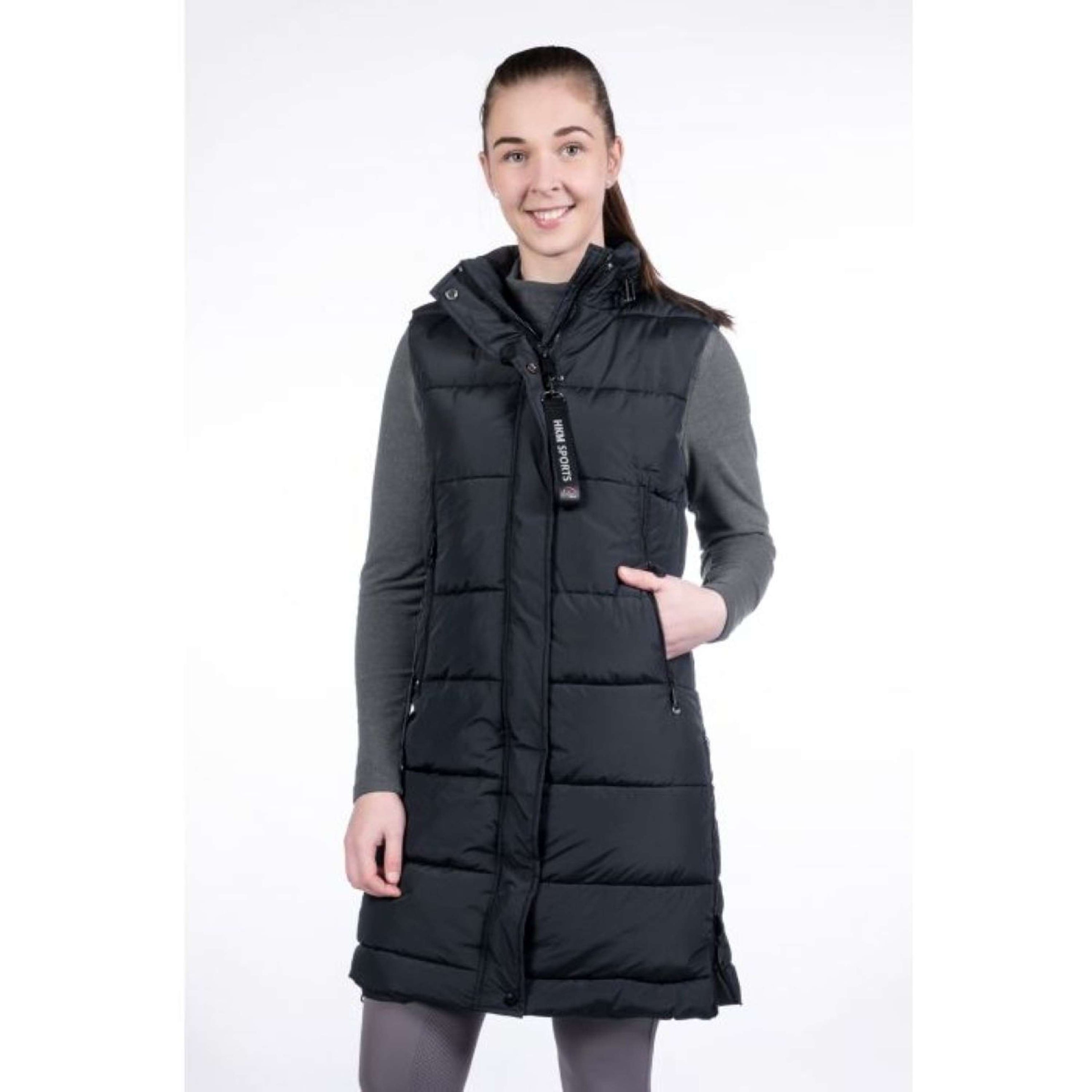 HKM Langer Bodywarmer Misty Schwarz