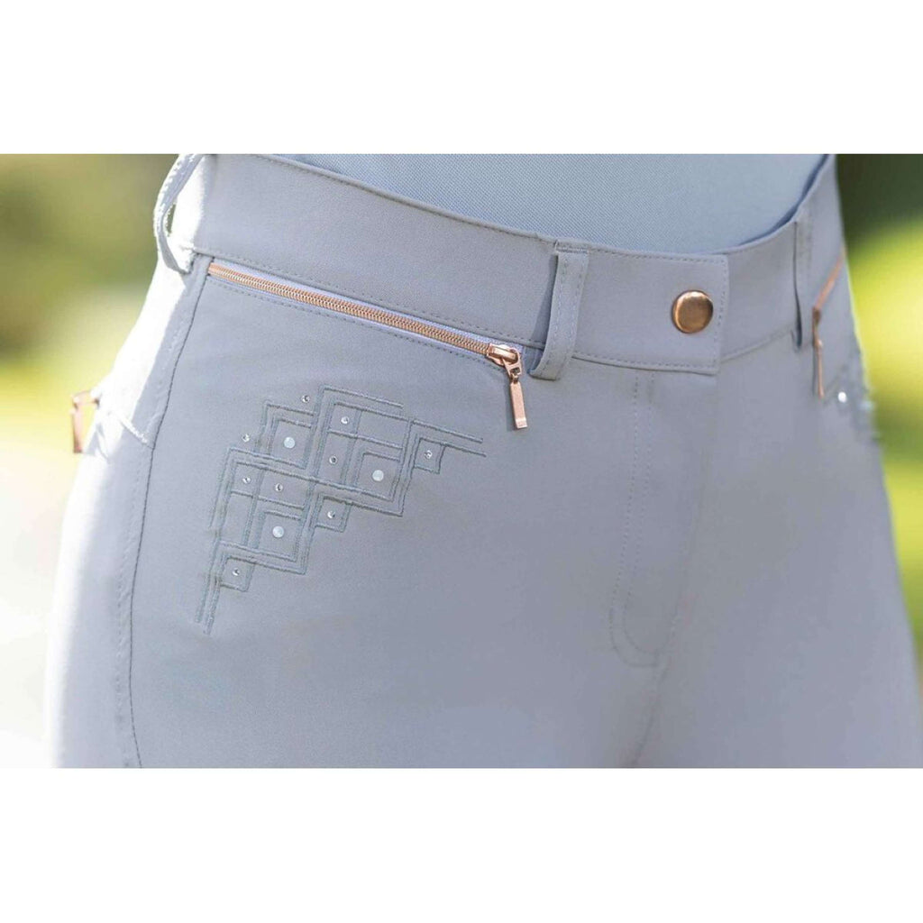 HKM Reithose Rosegold Sparkle Full Grip Grau/Roségold