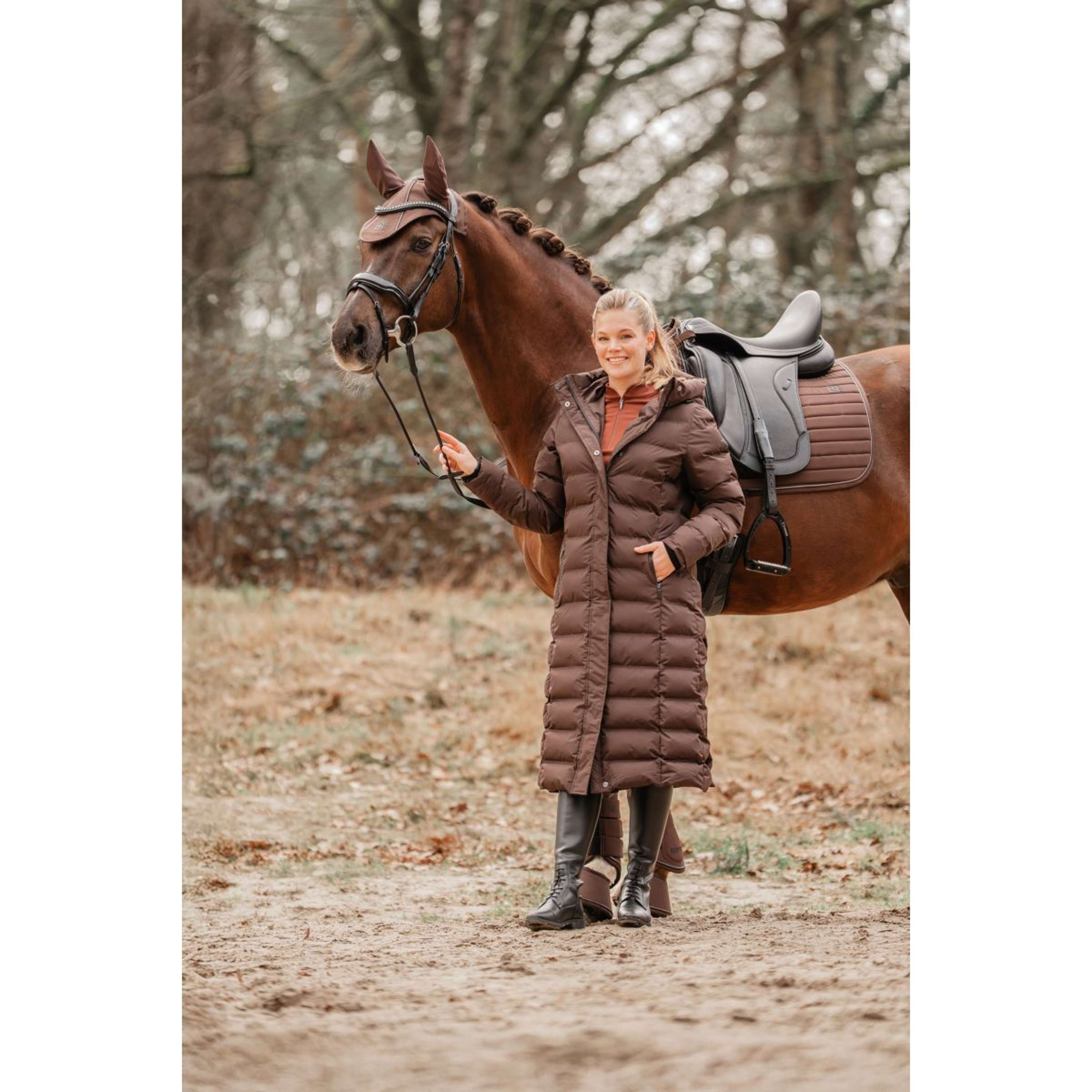 EQPRO Langer Steppmantel Eloise Schokolade
