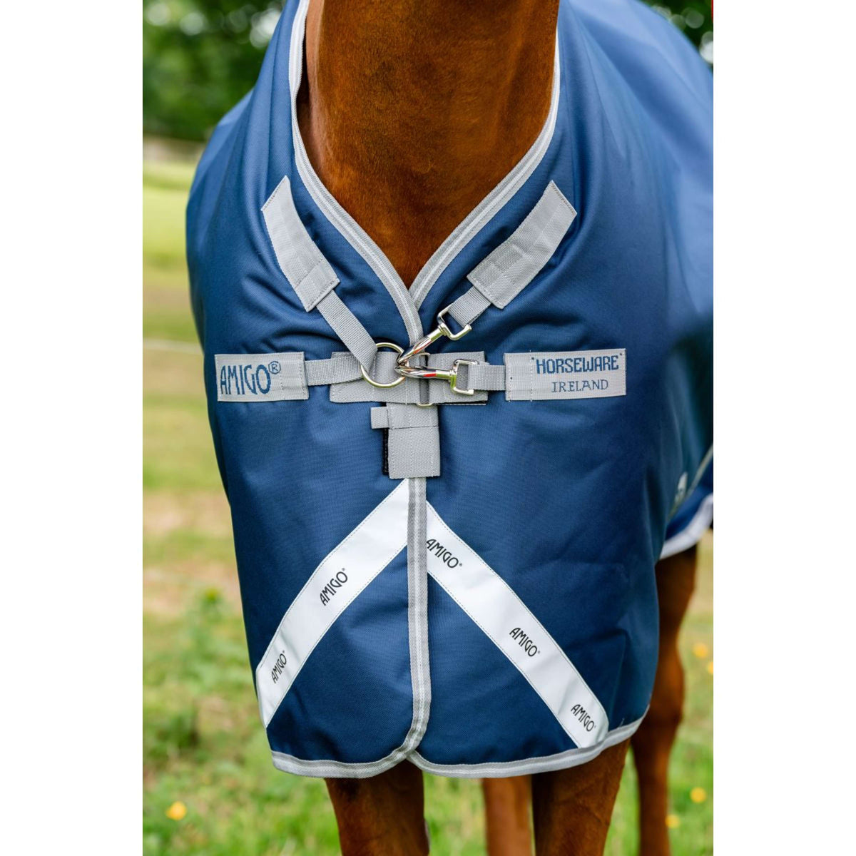 Amigo Turnout Rug 1200D 250g Navy/Titanium Grey/Silver
