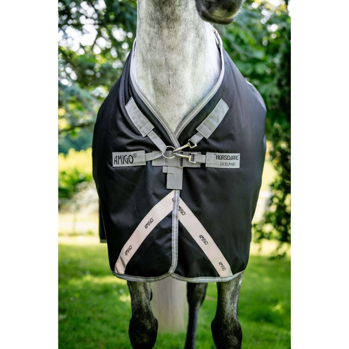 Amigo Turnout Rug 1200D 250g Black/Titanium Grey/Silver