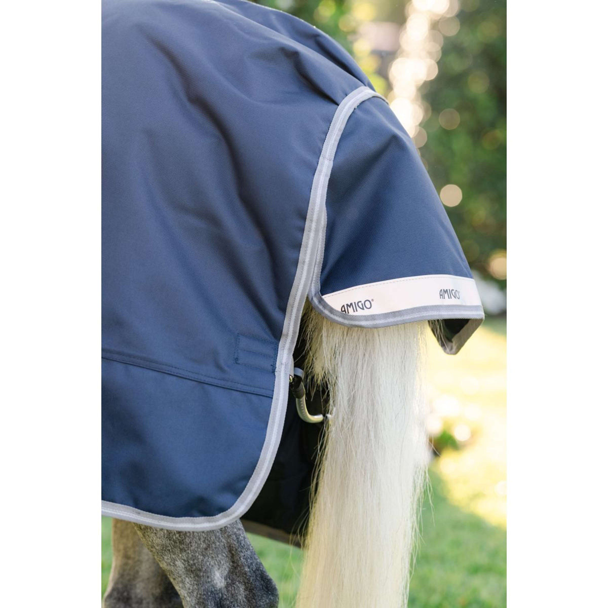 Amigo Turnout Rug 1200D Pony 250g Navy/Titanium Grey/Silver