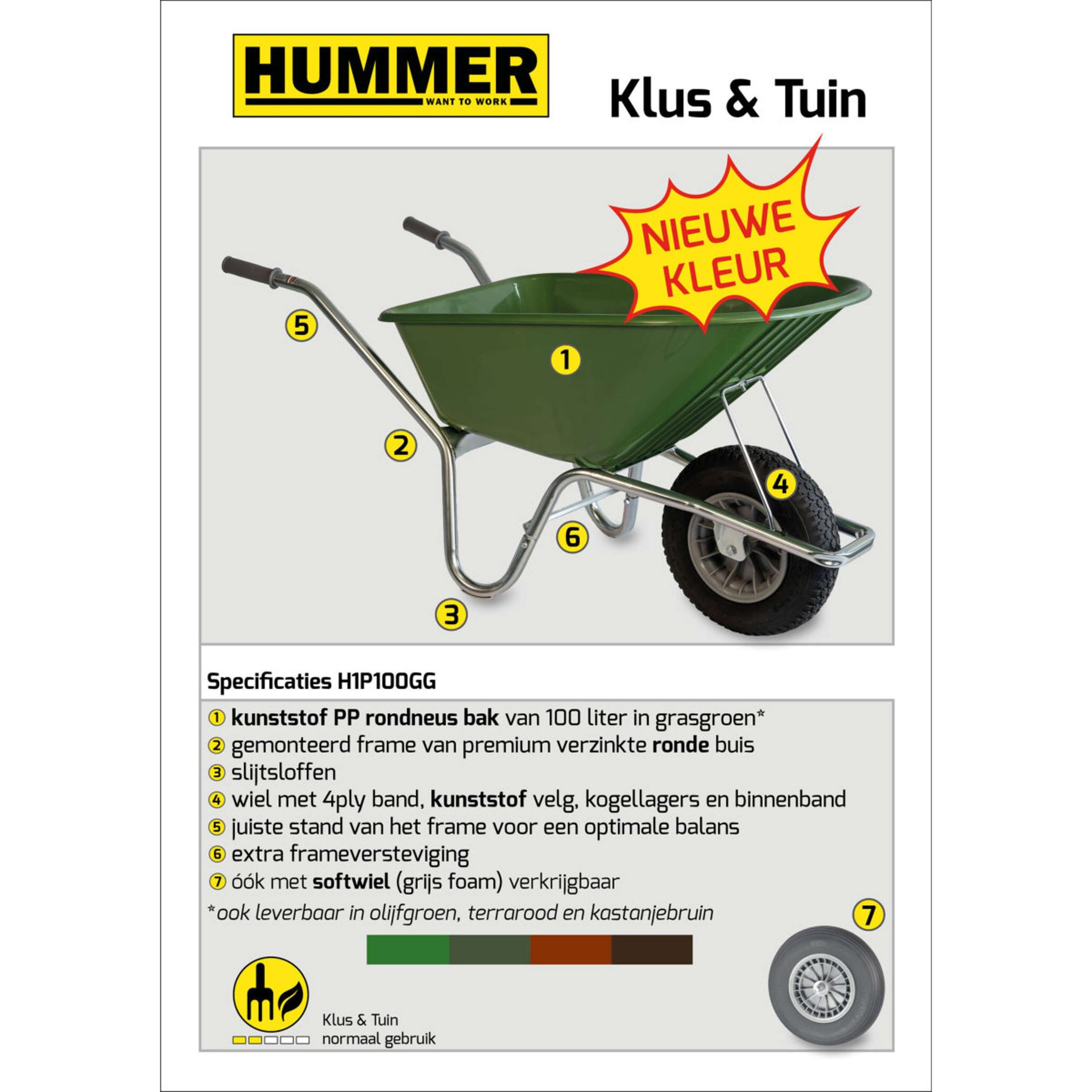 Hummer Schubkarren Weiches Rad Grasgroen Hummer Schubkarren Weiches Rad Grasgroen