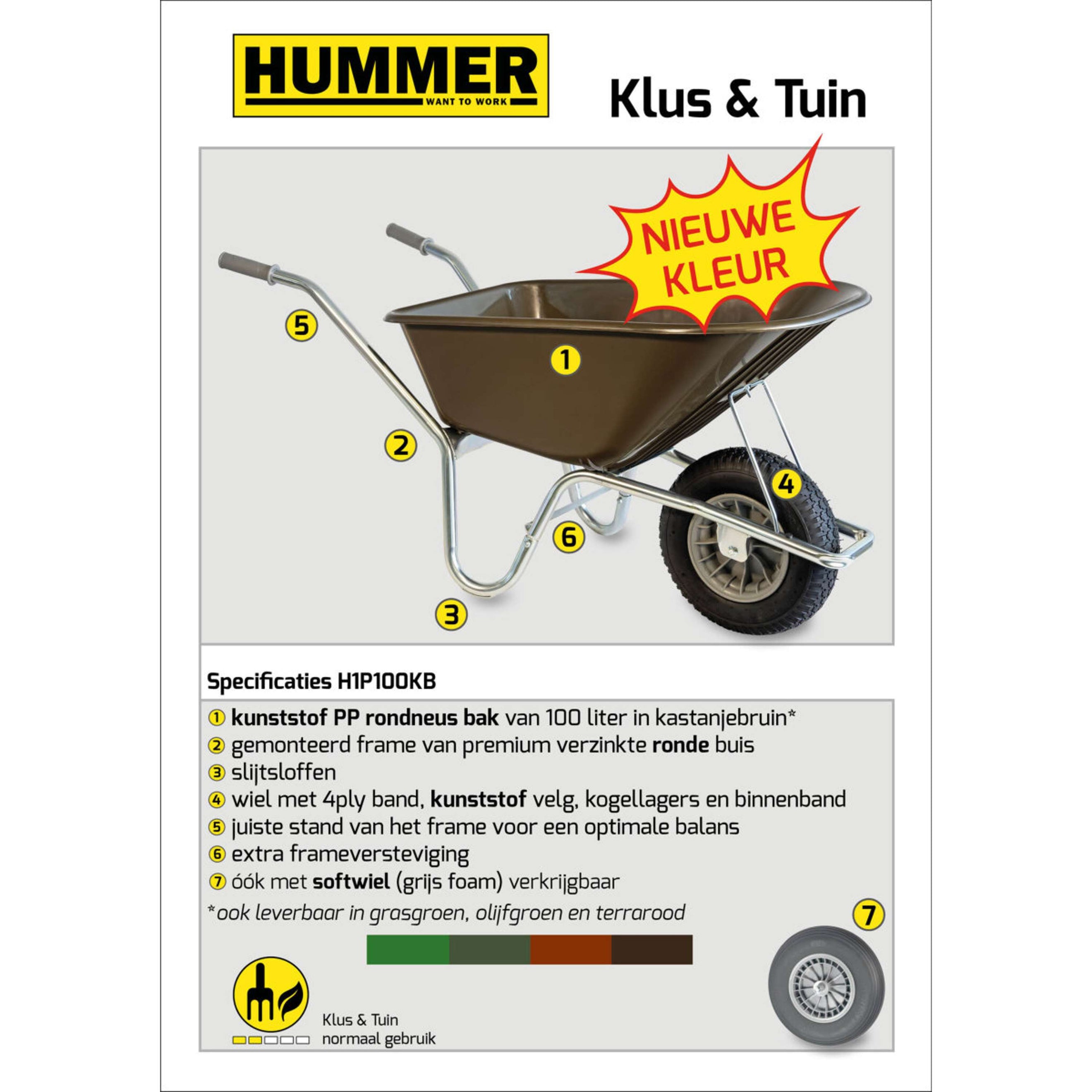 Hummer Schubkarren Weiches Rad Kastanie Braun Hummer Schubkarren Weiches Rad Kastanie Braun