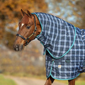 Rhino by Horseware Stable Hood 150g Polyester Navy Check/Teal