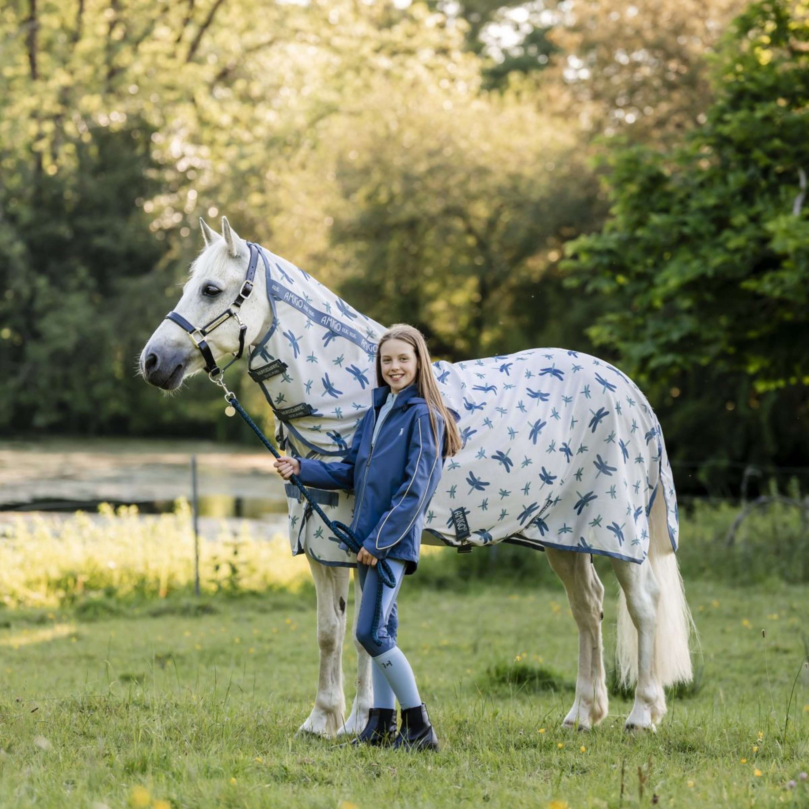 Amigo Bug Rug Plus Pony Dragonfly Print/Silver/Blue/Sage
