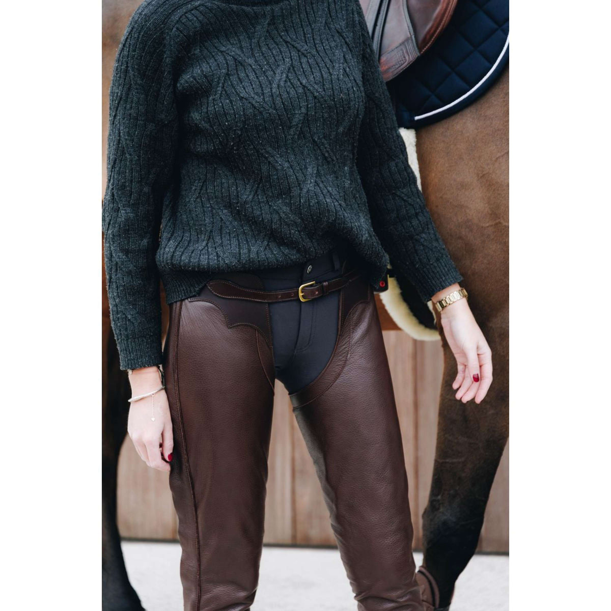 Dyon Lange Chaps aus Leder Standard Braun