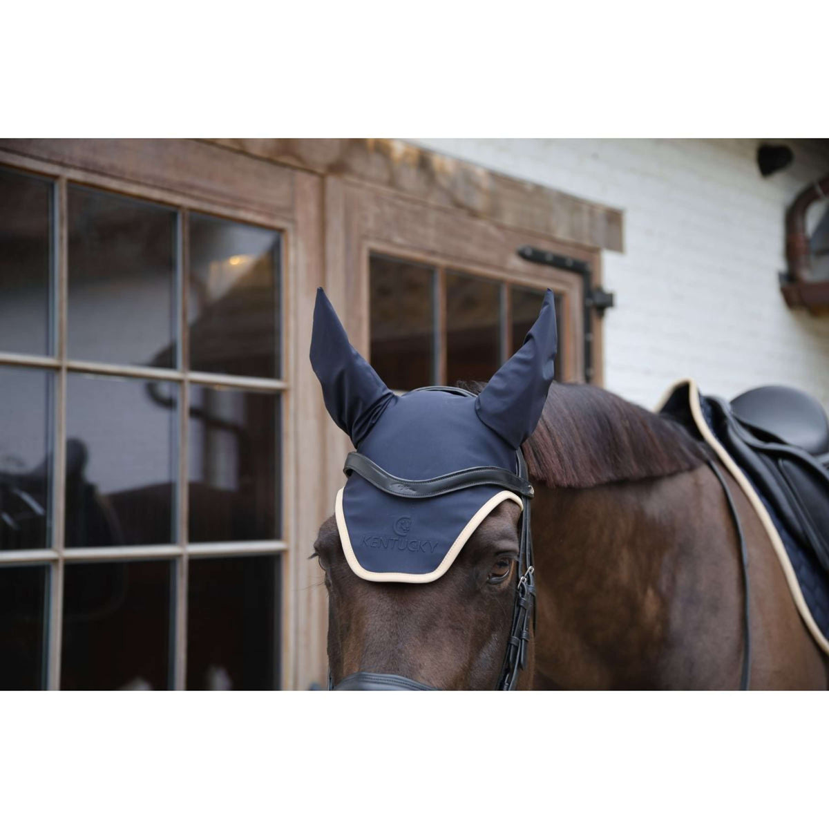 Kentucky Horsewear Fliegenhaube Wellington Softshell Navy/Beige