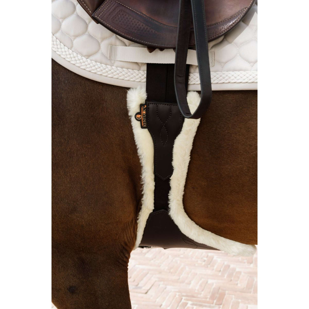 Kentucky Horsewear Spring Sattelgurt Anatomic Sheepskin Braun