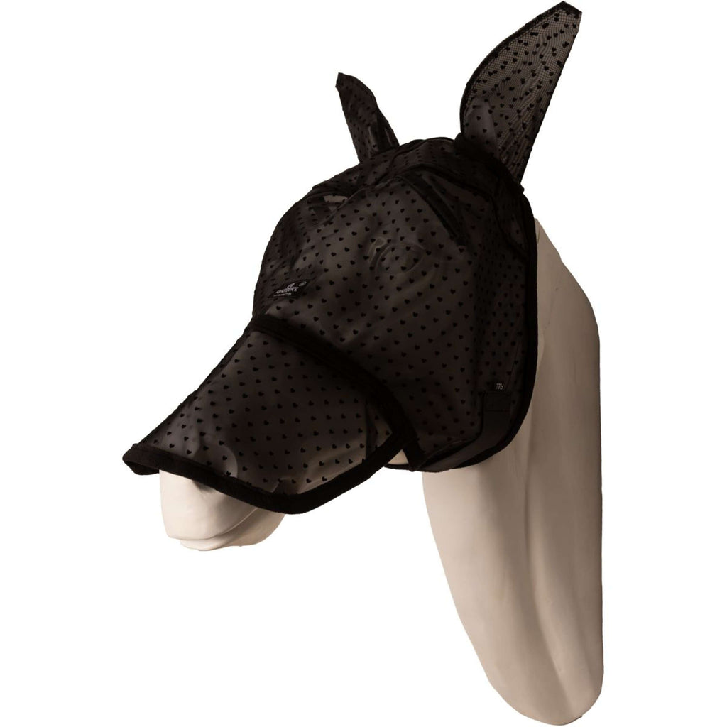 Kentucky Fliegenmaske Heart mit Ohren und Nase Schwarz