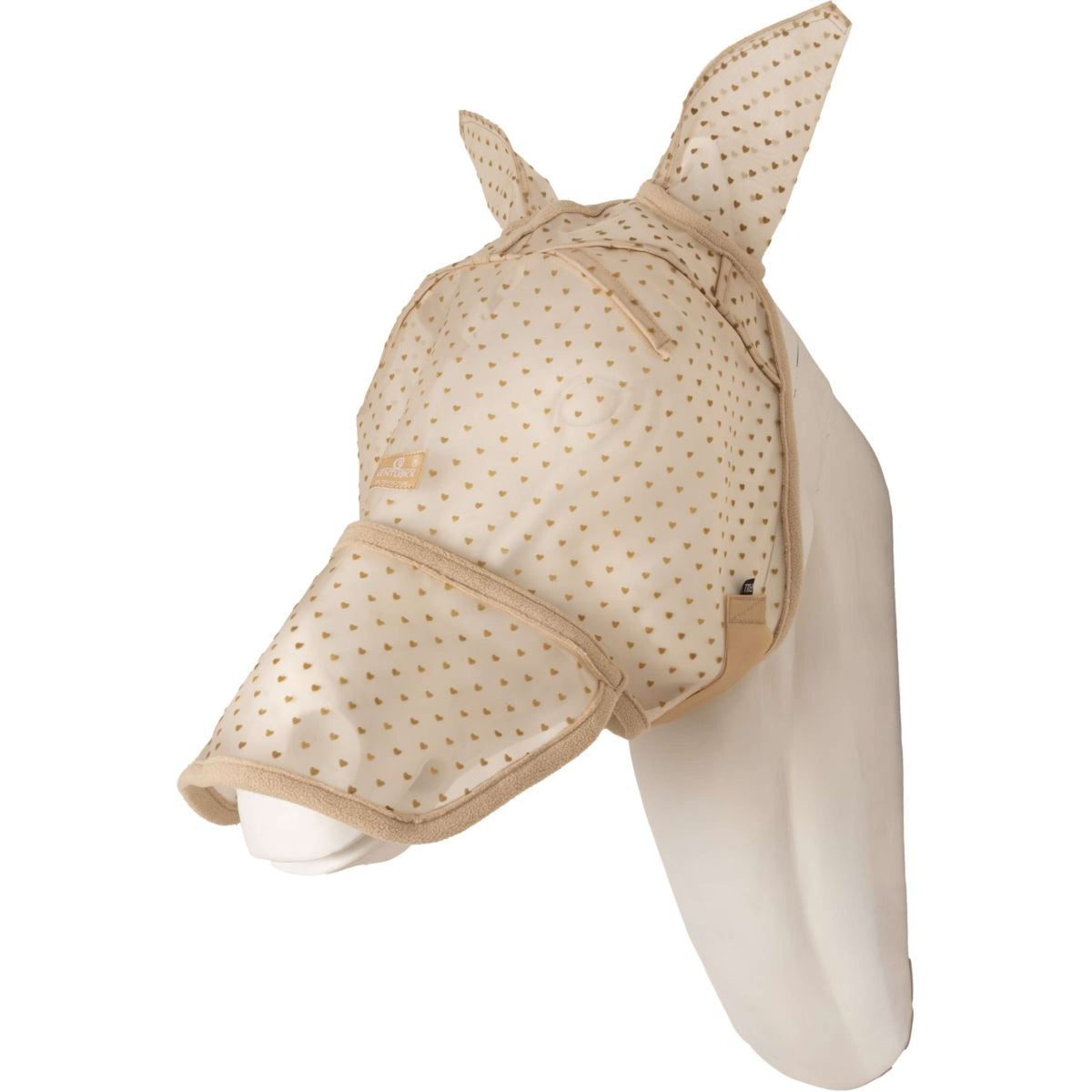 Kentucky Fliegenmaske Heart mit Ohren und Nase Beige