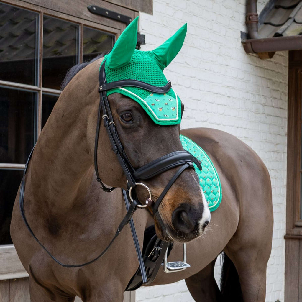 Kentucky Fliegenhaube Wellington Velvet Horse Printing Grün