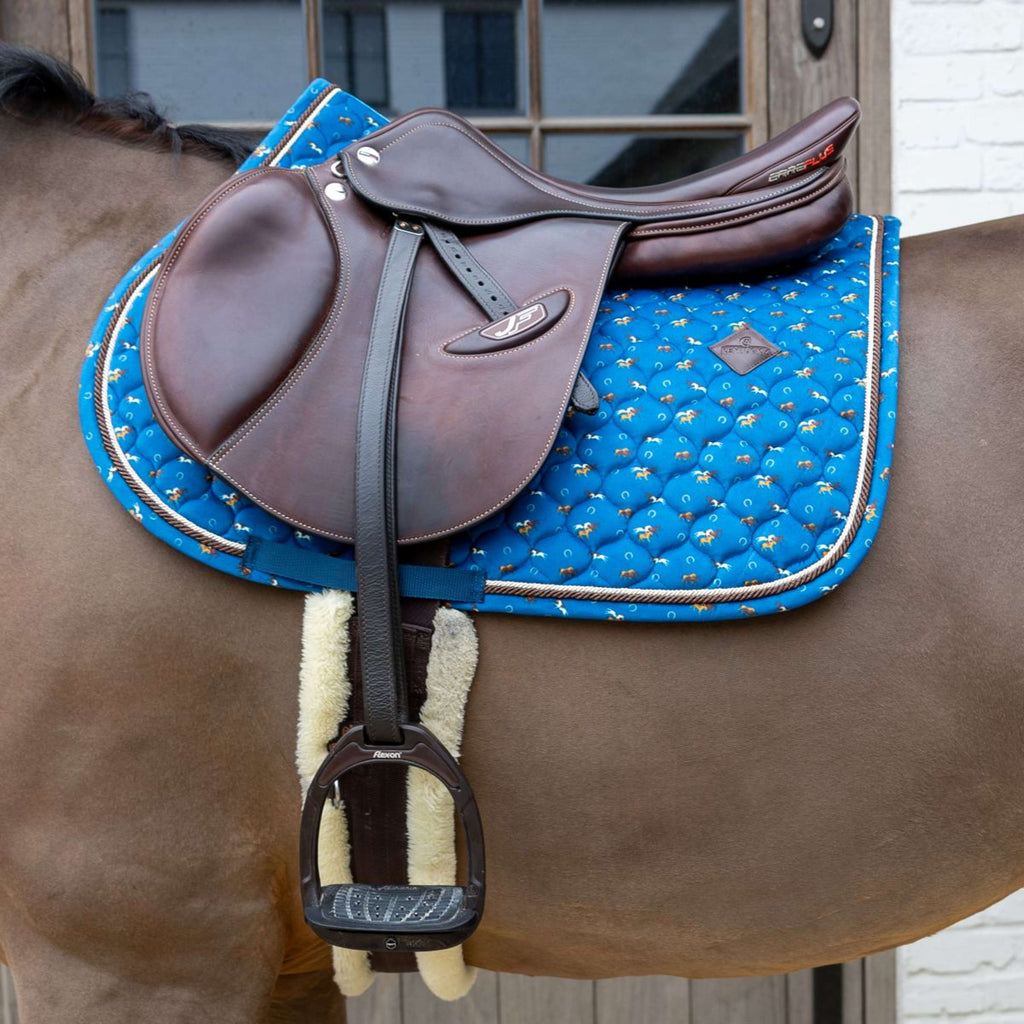 Kentucky Schabracke Velvet Horse Printing Springen Navy