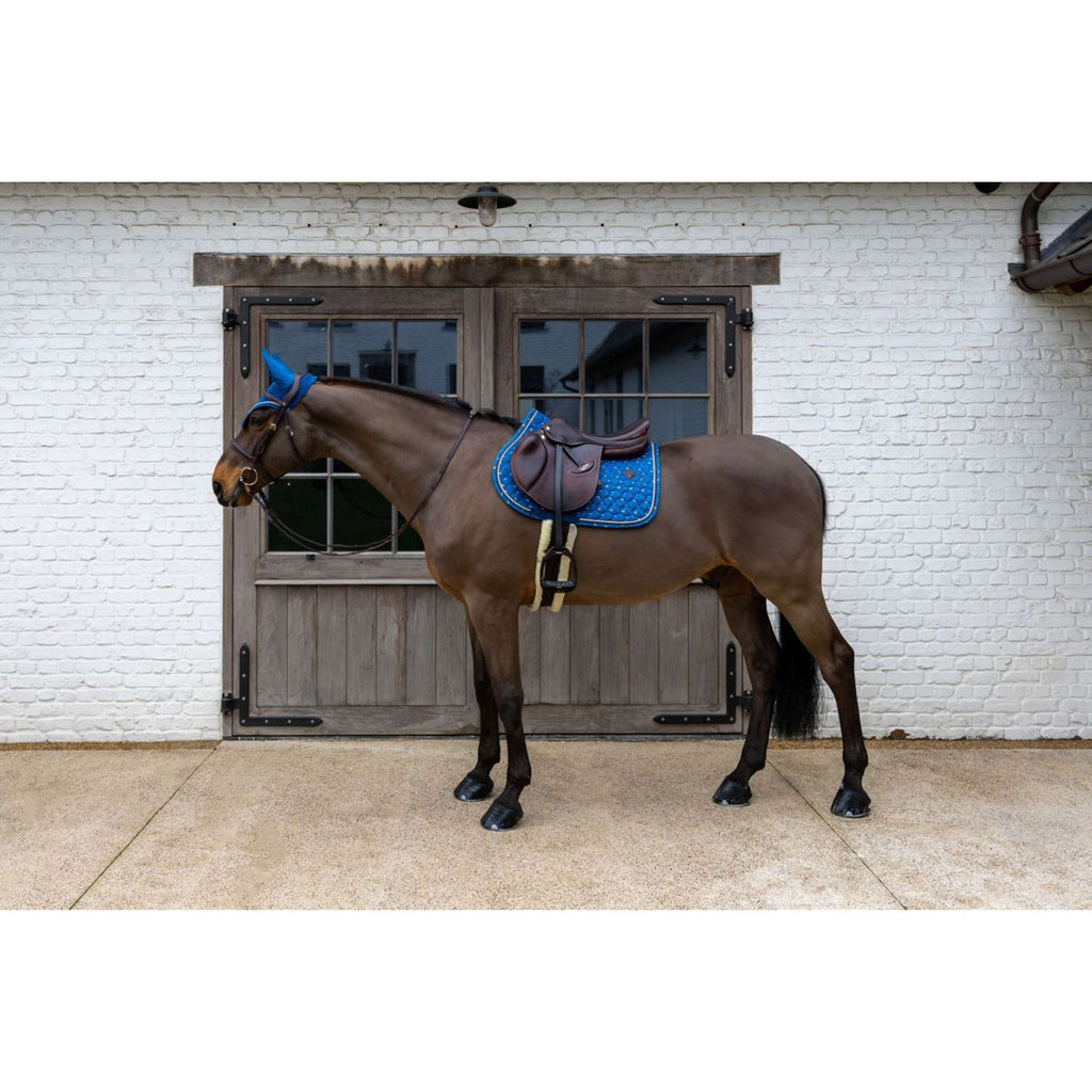 Kentucky Schabracke Velvet Horse Printing Springen Navy