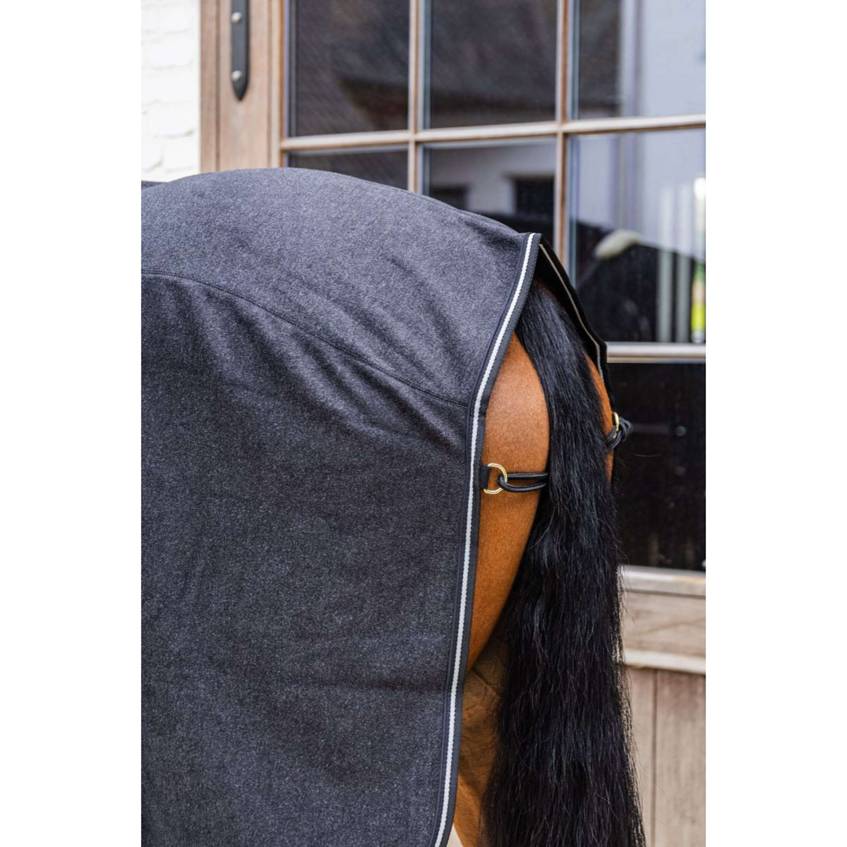 Kentucky Fleecedecke Heavy Melange Schwarz