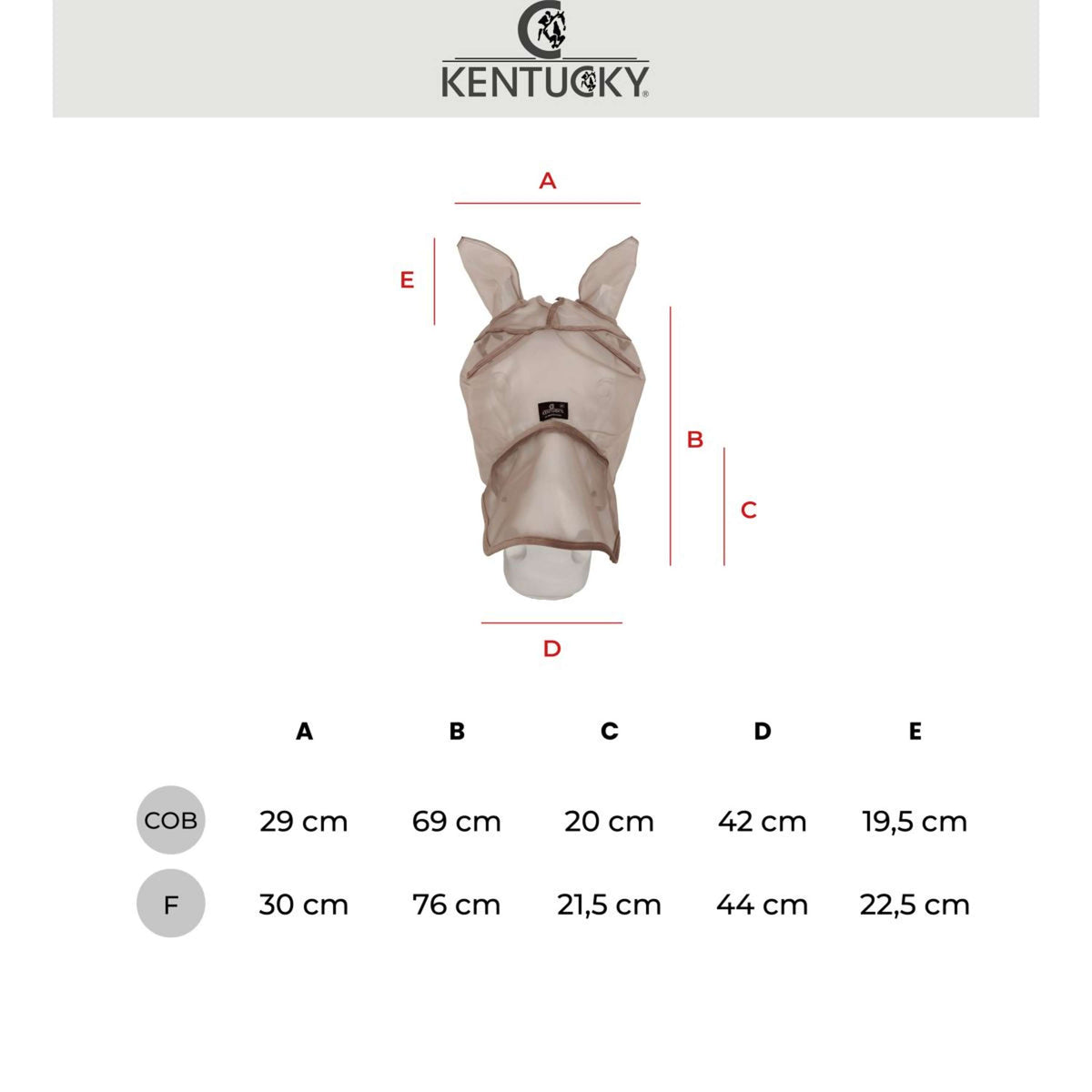 Kentucky Fliegenmaske Heart mit Ohren und Nase Beige