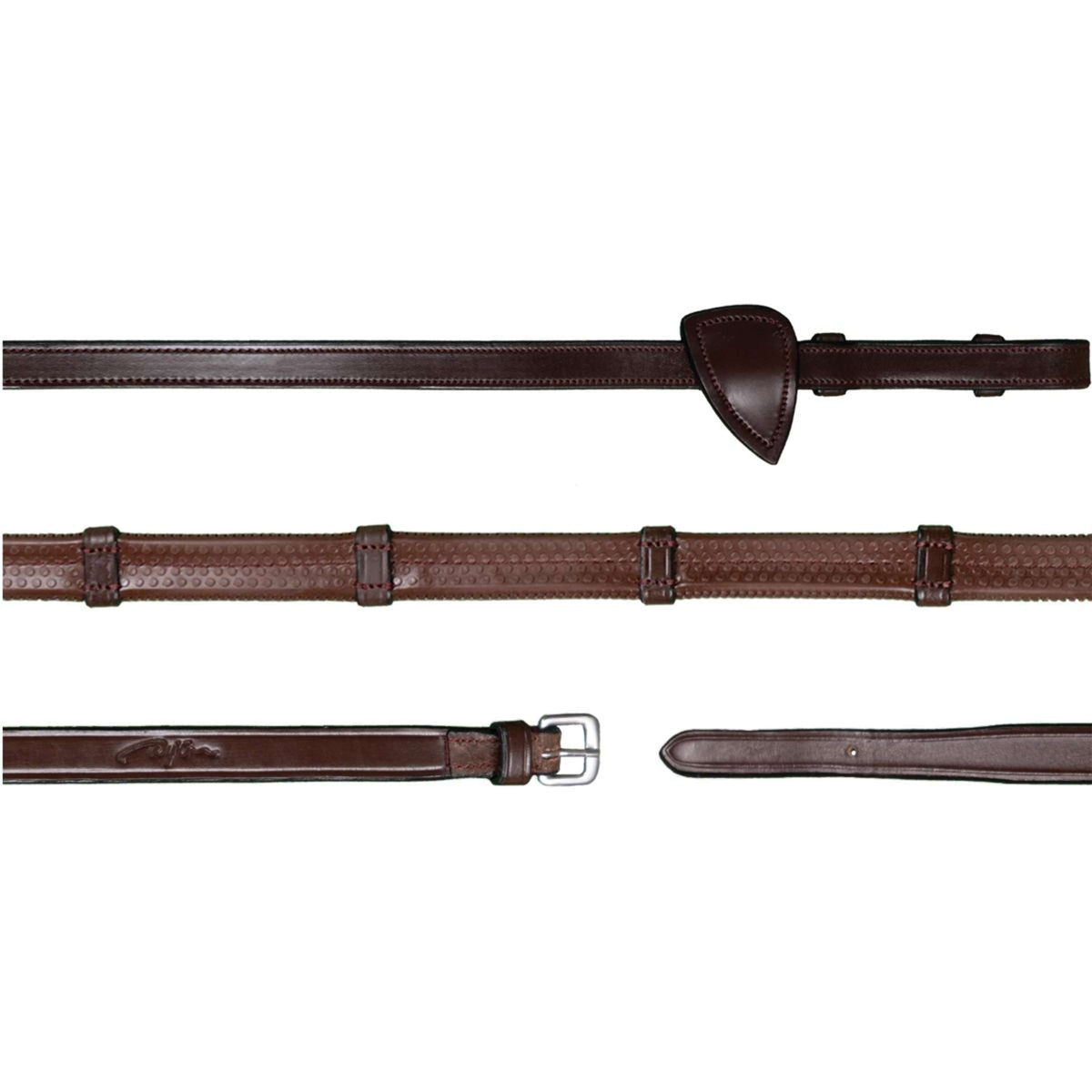 Dyon Zügel 7 Loops New English Collection 1/2 Gummi Braun