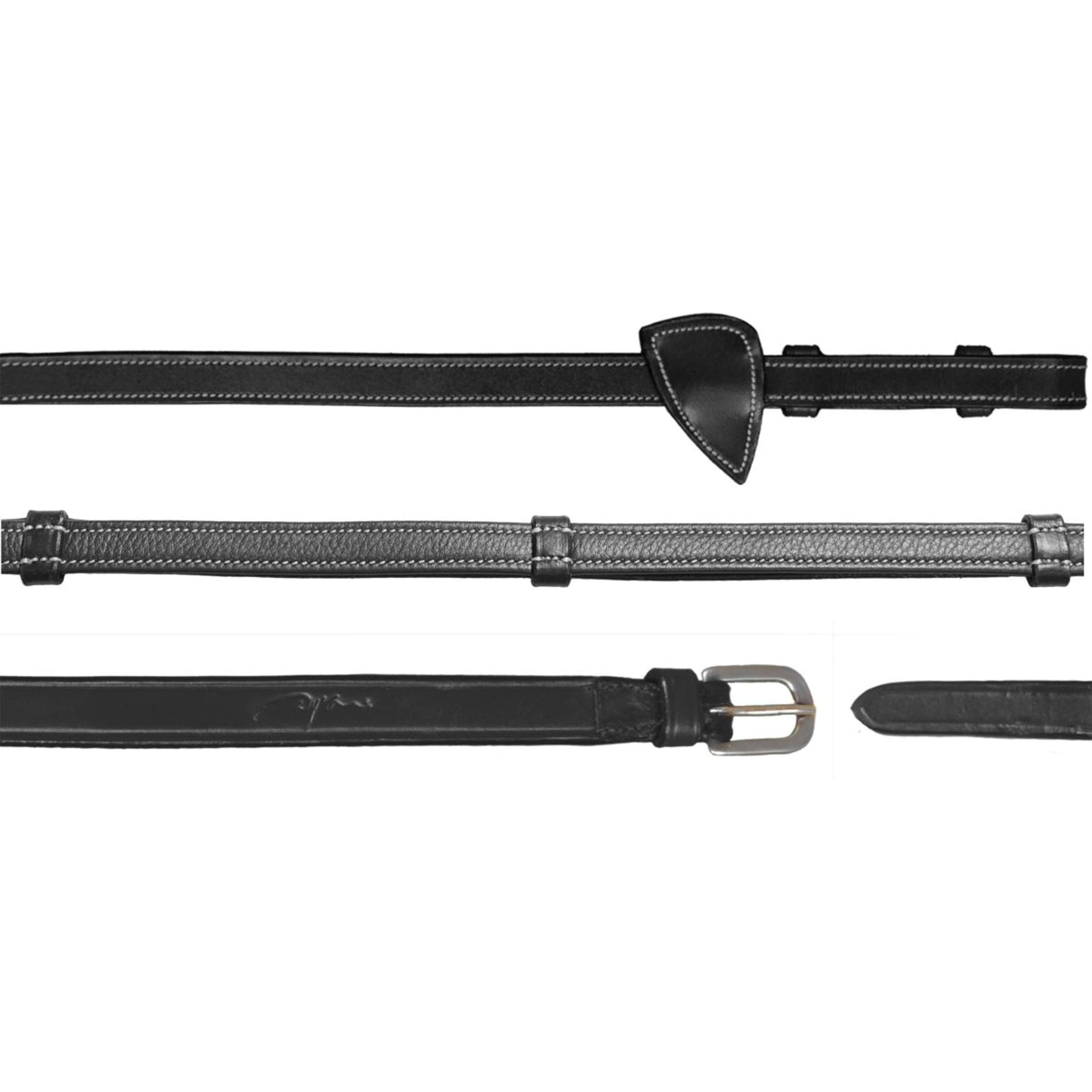 Dyon Zügel Leather Working Collection 1/2 mit Griffen Schwarz