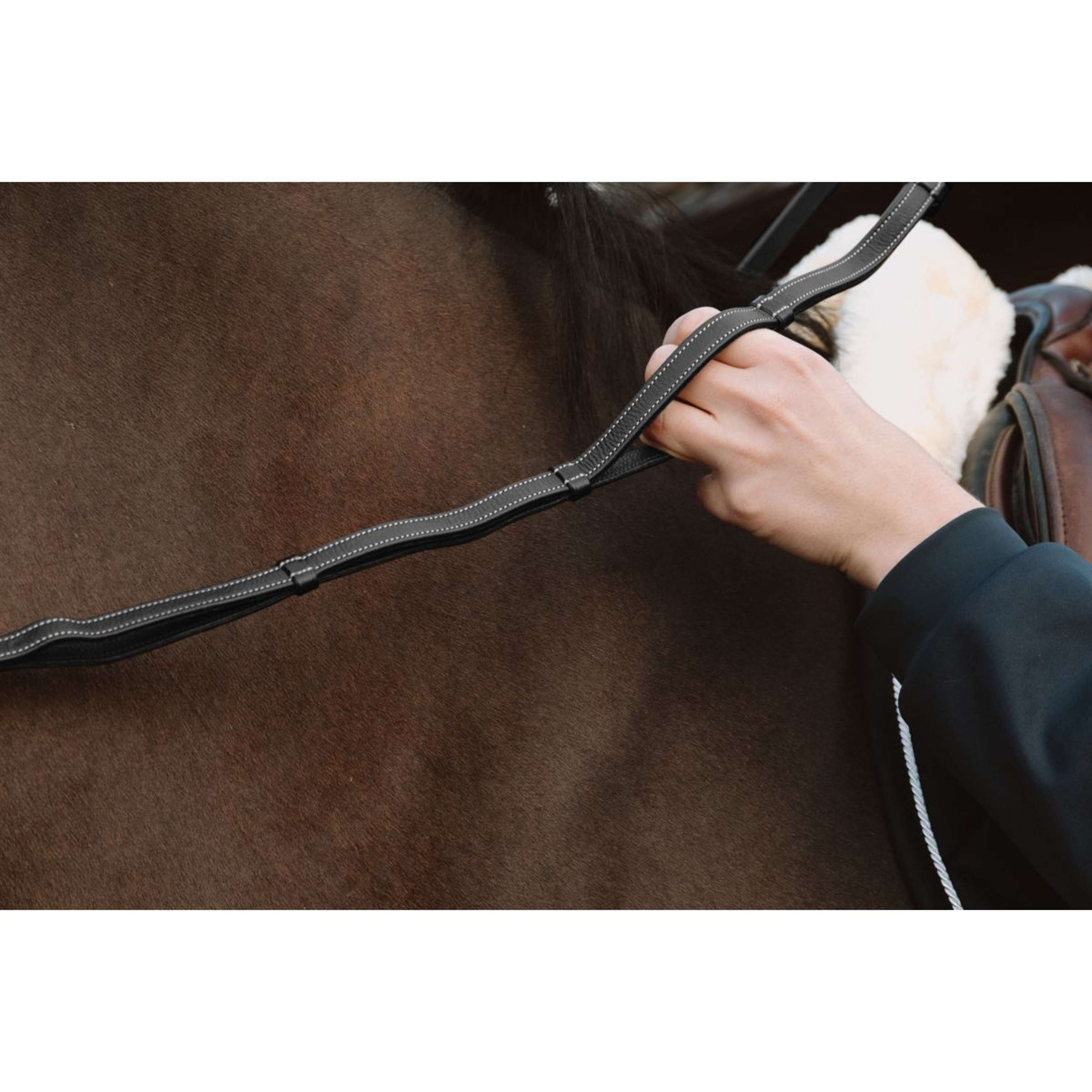 Dyon Zügel Leather Working Collection 1/2 mit Griffen Schwarz