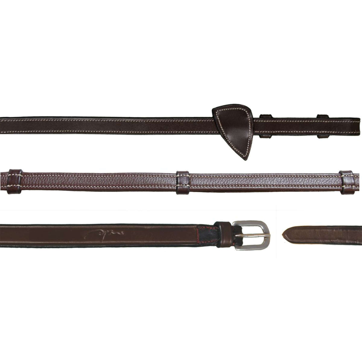 Dyon Zügel Leather Working Collection 1/2 mit Griffen Braun