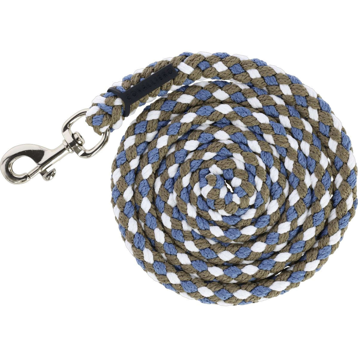 Covalliero Führstrick SS26 mit Karabinerhaken Smoked Blue/Nuss