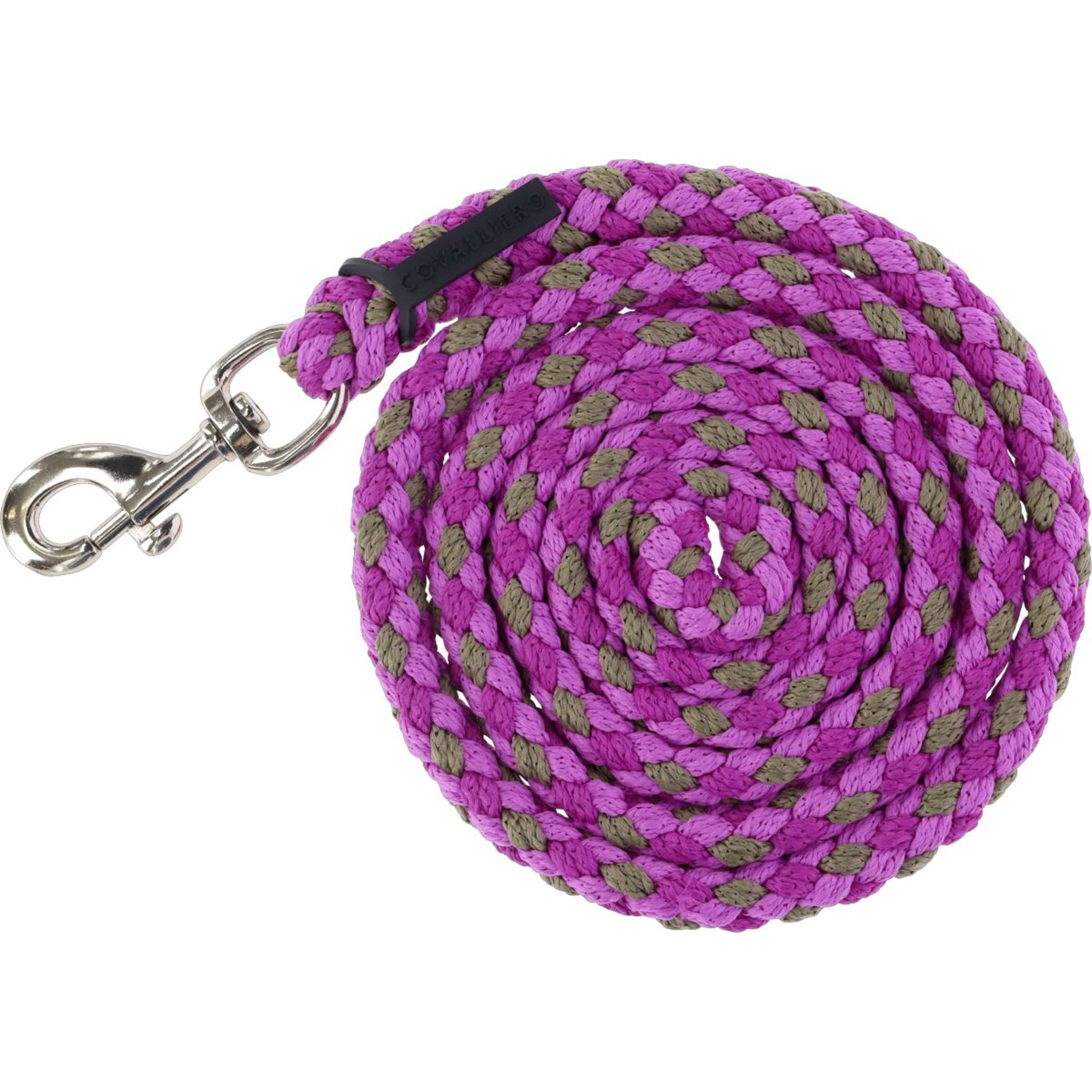 Covalliero Führstrick SS26 mit Karabinerhaken Light Berry/Nuss