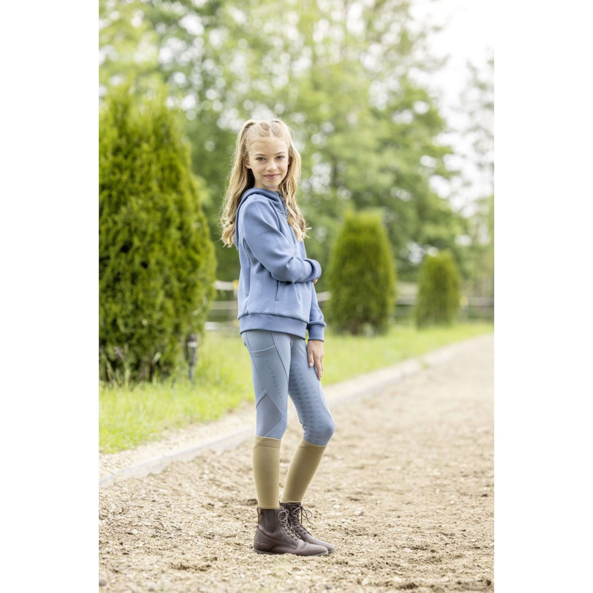Covalliero Reitleggings Mesh SS26 Kinder Smoked Blue