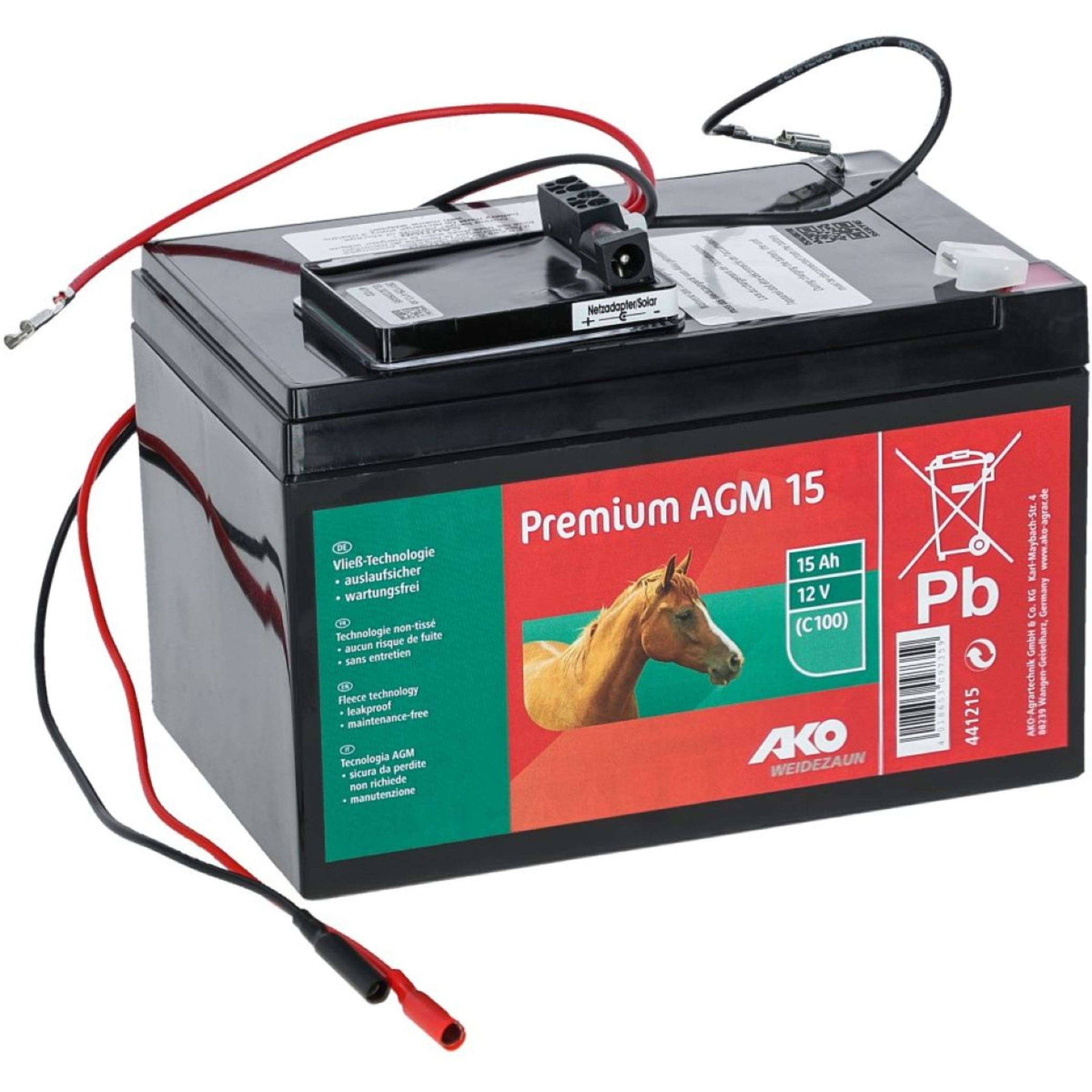 Ako Weidezaun Premium AGM 15 Ah Complete Set Schwarz