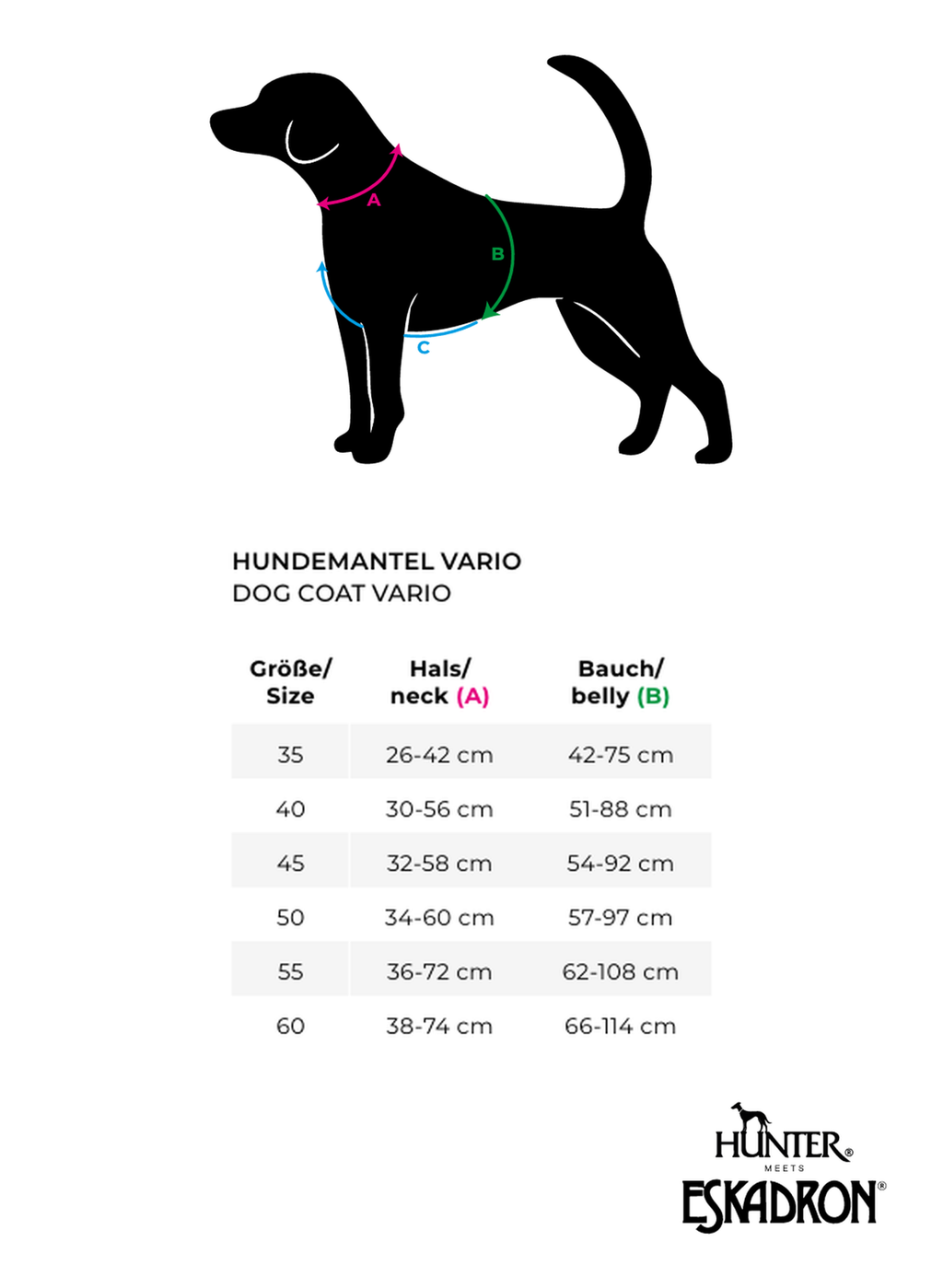 Hunter x Eskadron Hunde Wintermantel Vario Schwarz