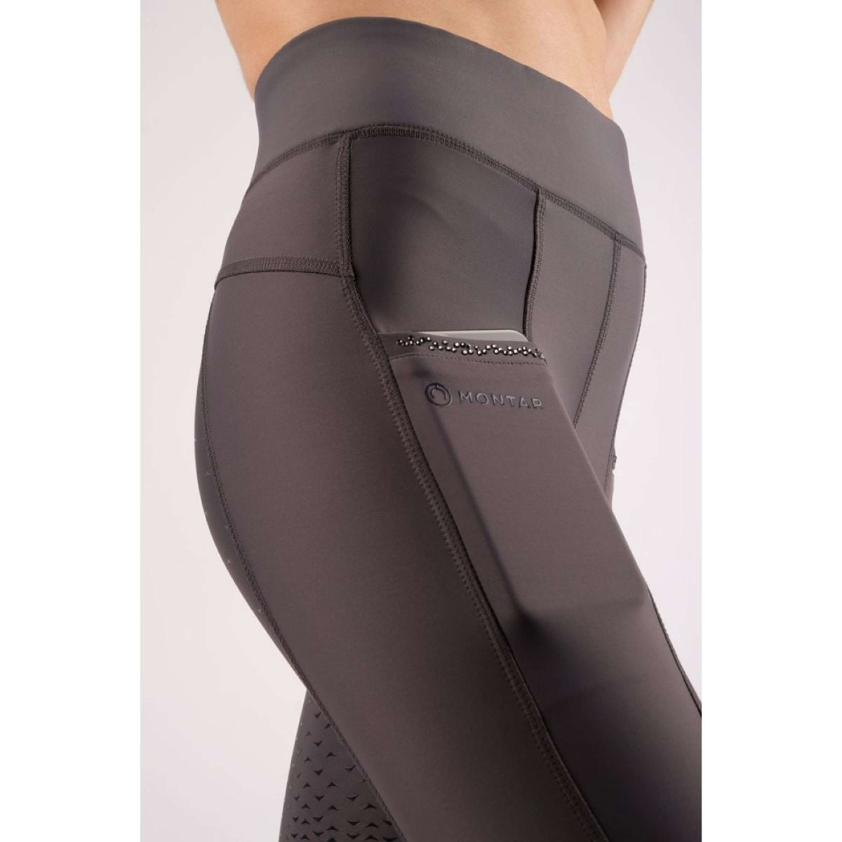 Montar Reitleggings Crystal Pull On Full Grip Grau