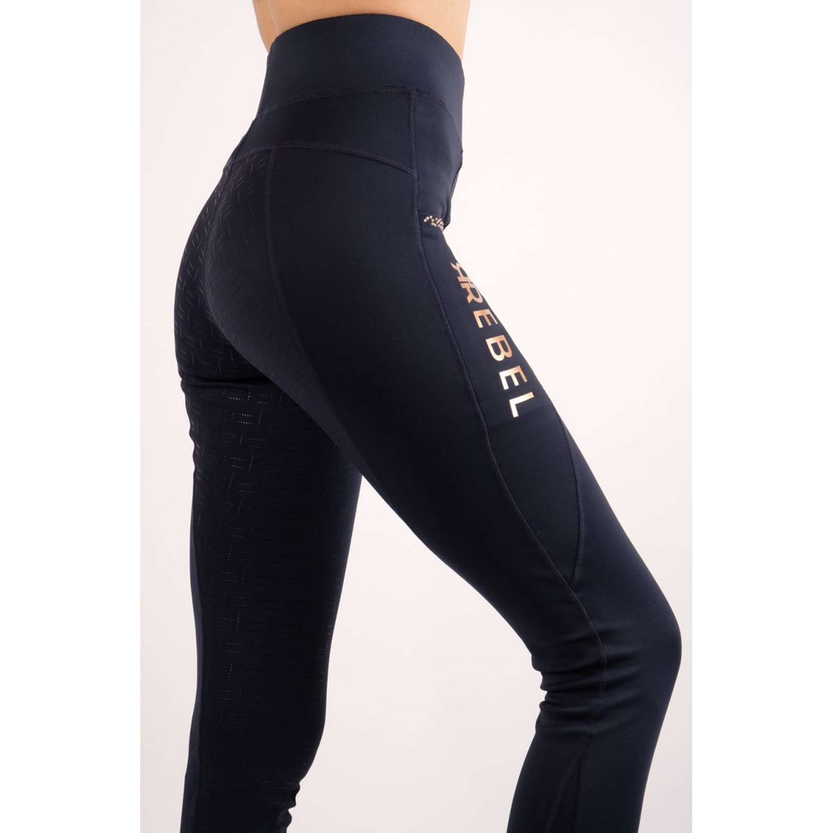 Montar Reitleggings Pull On Rosegold Full Grip Navy