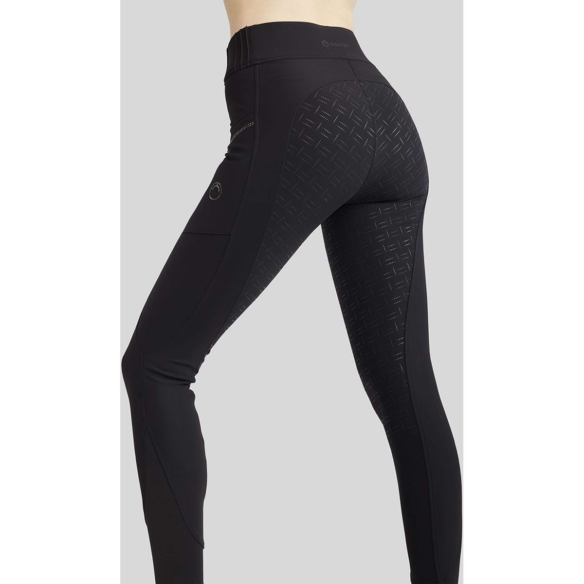 Montar Reitleggings MoRosie Pintucks Crystals Full Grip Schwarz