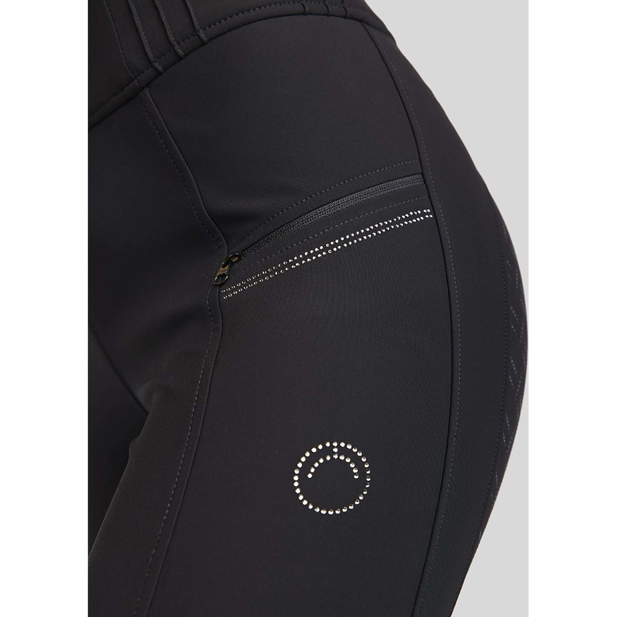 Montar Reitleggings MoRosie Pintucks Crystals Full Grip Schwarz