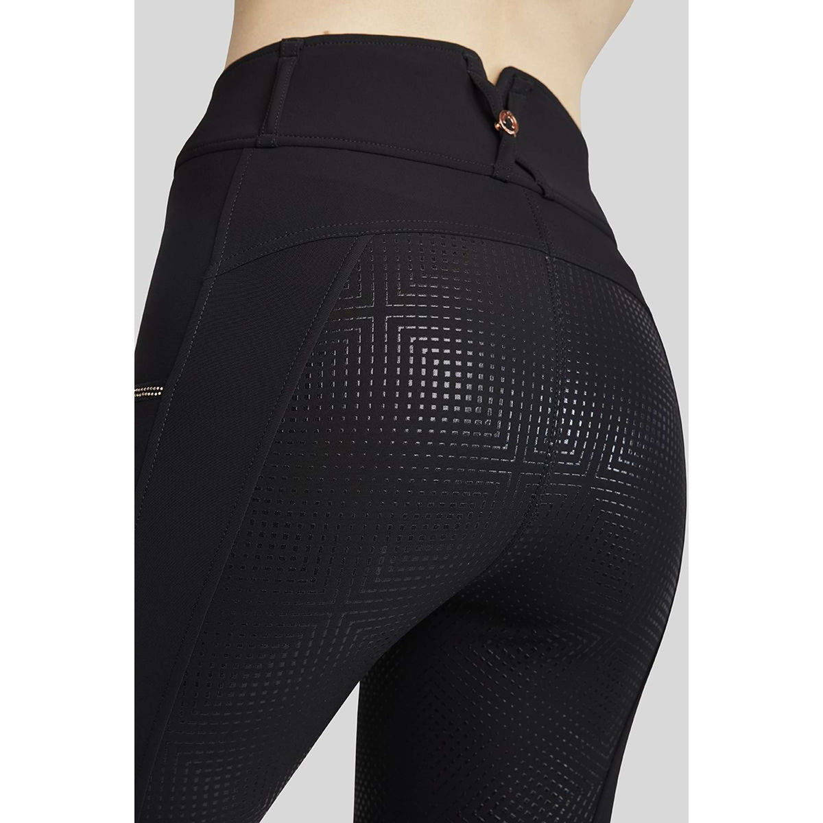 Montar Reitleggings Mirella Rosegold Crystals Full Grip Schwarz