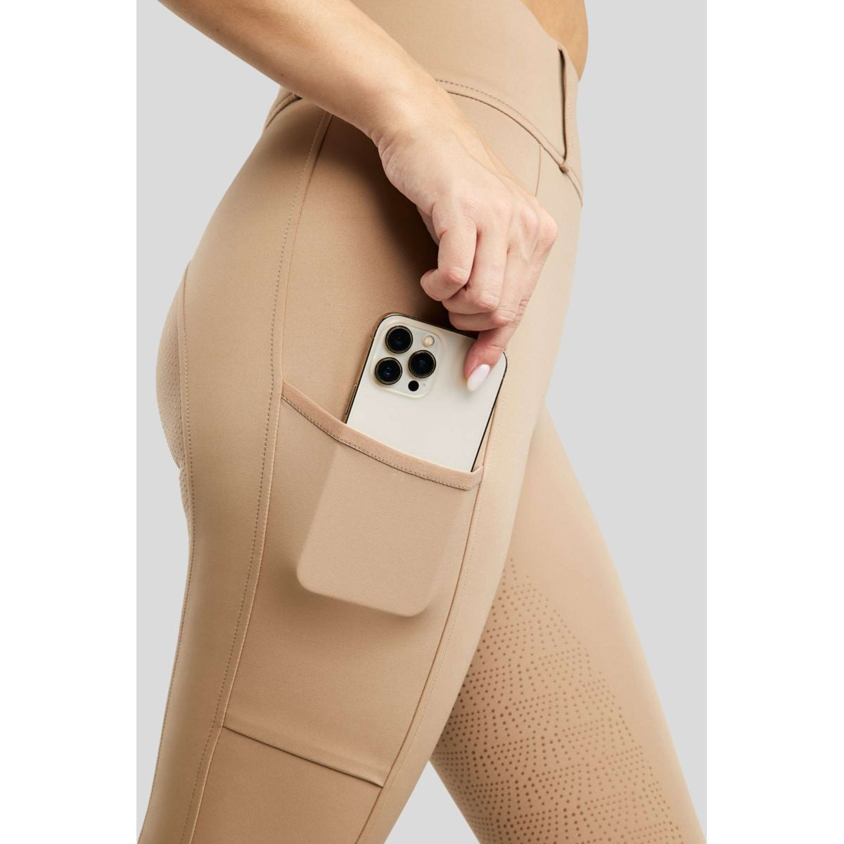 Montar Reitleggings MoElaine Lasercut Logo Full Grip Latte