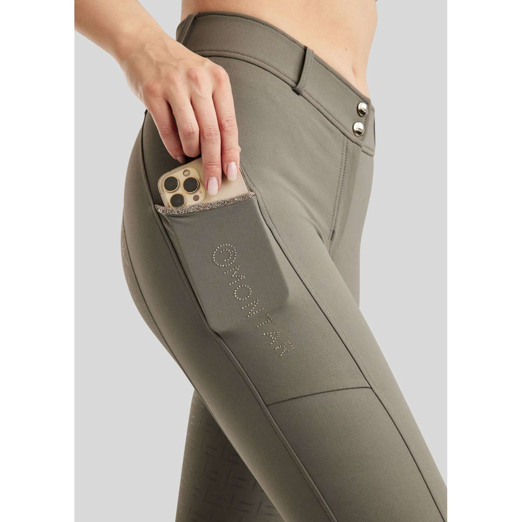 Montar Reithose MoLila Champagne Crystals Full Grip Grau