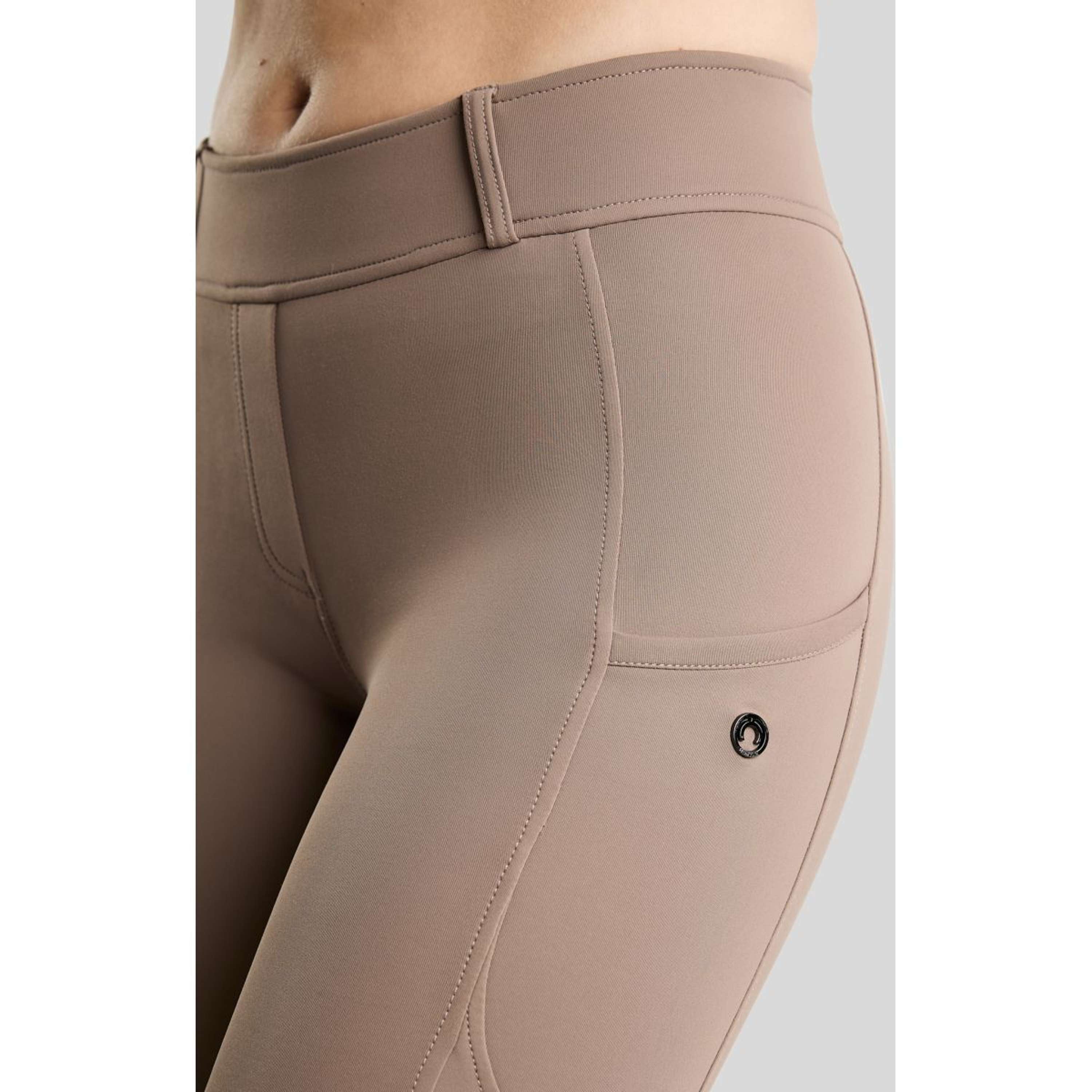Montar Thermo-Reitleggings MoAddie Hybrid Gun Metal Logo Full Grip Nougat Brown