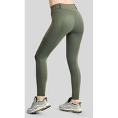 Montar Thermo-Reitleggings MoAddie Hybrid Gun Metal Logo Full Grip Forest Green