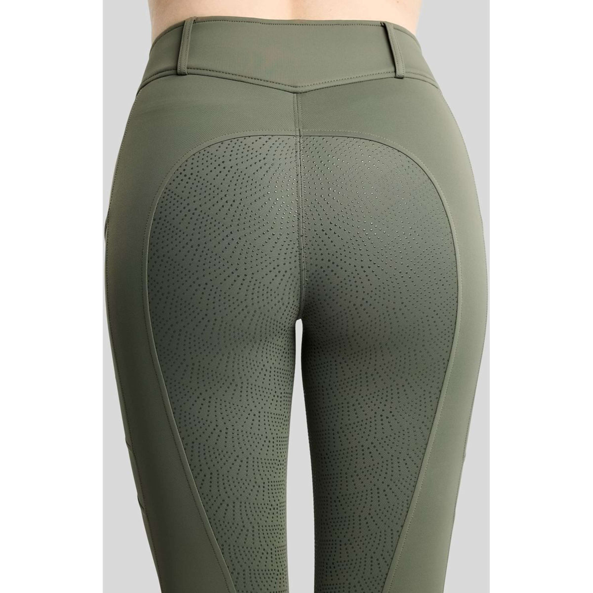 Montar Thermo-Reitleggings MoAddie Hybrid Gun Metal Logo Full Grip Forest Green