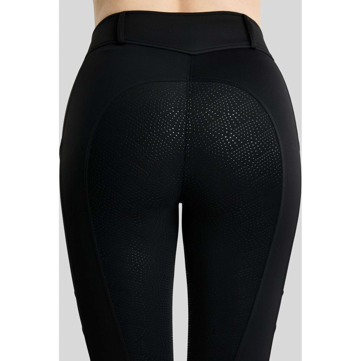 Montar Thermo-Reitleggings MoAddie Hybrid Gun Metal Logo Full Grip Schwarz
